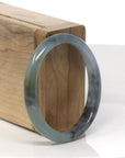 Baikalla Icy Oil-Green & Black Wuji Jadeite Jade Oval Bangle (55.3mm)
