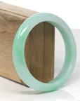 Baikalla Vibrant Apple-Green Jadeite Jade "Half Round" Bangle Bracelet (59.8mm)
