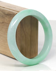 Baikalla Vibrant Apple-Green Jadeite Jade "Half Round" Bangle Bracelet (59.8mm)