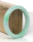 Baikalla Vibrant Apple-Green Jadeite Jade "Half Round" Bangle Bracelet (59.8mm)