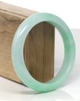 Baikalla Vibrant Apple-Green Jadeite Jade "Half Round" Bangle Bracelet (59.8mm)