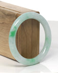 Baikalla Light Green W/ Vibrant Green Flowers "Traditional Round" Jadeite Jade Bangle Bracelet (54.2mm)