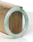 Baikalla Light Green W/ Vibrant Green Flowers "Traditional Round" Jadeite Jade Bangle Bracelet (54.2mm)