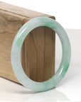 Baikalla Light Green W/ Vibrant Green Flowers "Traditional Round" Jadeite Jade Bangle Bracelet (54.2mm)