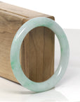 Baikalla Light Green W/ Vibrant Green Flowers "Traditional Round" Jadeite Jade Bangle Bracelet (54.2mm)