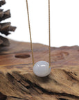 Baikalla "Good Luck Button" White-Lavender W/ Light Blue-Lavender Patch Jadeite Jade TongTong Pendant Necklace