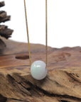 Baikalla "Ping An Kou" (Good Luck Button) White-Lavender & Light Green Jadeite Jade Pendant Necklace