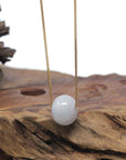 Baikalla "Ping An Kou" (Good Luck Button) White-Lavender & Light Green Jadeite Jade Pendant Necklace