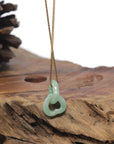 Baikalla "Double Heart KouKou" Light Apple-Green Jadeite Jade Pendant Necklace