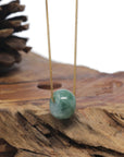 Baikalla "Ping An Kou" (Good Luck Button) Deep Blue-Green Jadeite Jade Pendant Necklace
