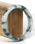 Baikalla Jewelry Jadeite Jade Bangle Bracelet "Classic Princess Half Round" Blue- Green Jadeite Jade Bangle (61.5 mm)