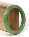 Baikalla Jewelry Jadeite Jade Bangle Bracelet Genuine Burmese Yellow- Green Jadeite Jade Bangle (58.15 mm)
