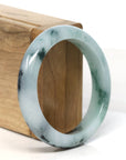 Baikalla Jewelry Jadeite Jade Bangle Bracelet "Classic Princess Half Round" Blue- Green Jadeite Jade Bangle (55 mm)