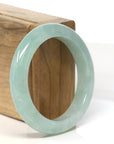 Baikalla Jewelry Jadeite Jade Bangle Bracelet "Classic Princess Half Round" Blue- Green Jadeite Jade Bangle (52.3 mm)
