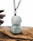 Baikalla Jewelry genuine jadeite carving Baikalla™ Pi Xiu Genuine Burmese Blue Green Jadeite Jade PiXiu Pendant Necklace (FengShui Lucky)