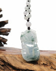 Baikalla Jewelry genuine jadeite carving Baikalla™ Pi Xiu Genuine Burmese Blue Green Jadeite Jade PiXiu Pendant Necklace (FengShui Lucky)