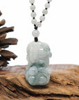 Baikalla Jewelry genuine jadeite carving Baikalla™ Pi Xiu Genuine Burmese Blue Green Jadeite Jade PiXiu Pendant Necklace (FengShui Lucky)