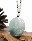 Baikalla Jewelry Jade Guanyin Pendant Necklace Baikalla "Goddess of Compassion" Genuine Burmese Jadeite Jade Guanyin Necklace