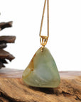 Baikalla Jewelry Gold Jade Buddha Baikalla "Laughing Buddha" Genuine Yellow Jadeite Jade with 18K Gold Bail