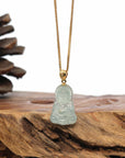 Baikalla Jewelry Jade Guanyin Pendant Necklace 18k Yellow Gold Genuine Burmese Jadeite Jade Baby Buddha Necklace