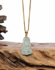 Baikalla Jewelry Jade Guanyin Pendant Necklace 18k Yellow Gold Genuine Burmese Jadeite Jade Baby Buddha Necklace