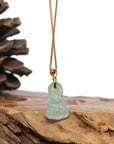 Baikalla Jewelry Jade Guanyin Pendant Necklace 18k Yellow Gold Genuine Burmese Jadeite Jade Baby Buddha Necklace
