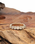 Baikalla Jewelry Jadeite Engagement Ring Baikalla "7 Stone Anniversary" 14k Yellow Gold Natural Ice Jadeite Jade Band