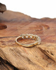 Baikalla Jewelry Jadeite Engagement Ring Baikalla "7 Stone Anniversary" 14k Yellow Gold Natural Ice Jadeite Jade Band
