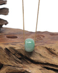 Baikalla "Ping An Kou" (Good Luck Button) Blue-Green Jadeite Jade Pendant Necklace
