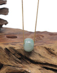 Baikalla "Ping An Kou" (Good Luck Button) Blue-Green Jadeite Jade Pendant Necklace