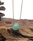 Baikalla "Ping An Kou" (Good Luck Button) Green Jadeite Jade Pendant Necklace