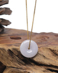 Baikalla "Ping An Kou" (Good Luck Button) Light Lavender Jadeite Jade Pendant Necklace