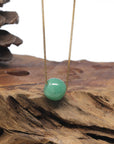 Baikalla "Good Luck Button" Forest Green Jadeite Jade TongTong Pendant Necklace
