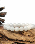 Baikalla Jewelry jade beads bracelet Genuine Jadeite Jade Round Icy White Beads Bracelet (9.5mm)