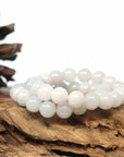 Baikalla Jewelry jade beads bracelet Genuine Jadeite Jade Round Icy White Beads Bracelet (9.5mm)