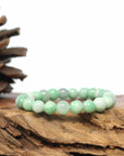 Baikalla Jewelry jade beads bracelet Genuine Jadeite Jade Round Green Beads Bracelet (7.5mm)