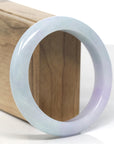 Baikalla Lavender & Light Green Jadeite Jade "Half Round" Bangle Bracelet (58.5mm)