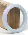 Baikalla Lavender & Light Green Jadeite Jade "Half Round" Bangle Bracelet (58.5mm)
