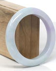 Baikalla Lavender & Light Green Jadeite Jade "Half Round" Bangle Bracelet (58.5mm)