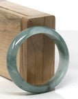 Baikalla Oil-Green & White Jadeite Jade Oval Bangle (56.2mm)
