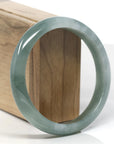 Baikalla Deep Oil-Green & White Jadeite Jade "Half Round" Bangle Bracelet (61.7mm)