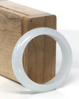 Baikalla Icy White-Green Jadeite Jade Oval Bangle (52.9mm)