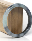 Baikalla Black Wuji & Light Green Jadeite Jade "Half Round" Bangle Bracelet (62.8mm)