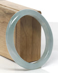 Baikalla Icy Light Oil-Green Jadeite Jade Oval Bangle (61.3mm)
