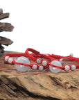 Natural Light Icy White Jadeite Jade "Ping An Kou" Braided Red Nylon Adjustable Drawstring Bracelet