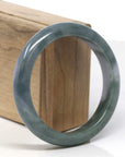 Baikalla Deep Oil-Green & Lavender Jadeite Jade "Half Round" Bangle Bracelet (59.3mm)