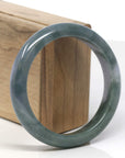 Baikalla Deep Oil-Green & Lavender Jadeite Jade "Half Round" Bangle Bracelet (59.3mm)