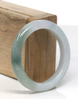 Baikalla White & Oil-Green Jadeite Jade "Half Round" Bangle Bracelet (52.8mm)