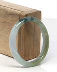 Baikalla Yellow-ish Green W/ Deep Blue-Green Flower Patch Jadeite Jade Oval Bangle (54.6mm)