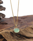 Baikalla 18k Yellow Gold Icy Green "RuYi" Jadeite Jade Pendant W/ Diamonds